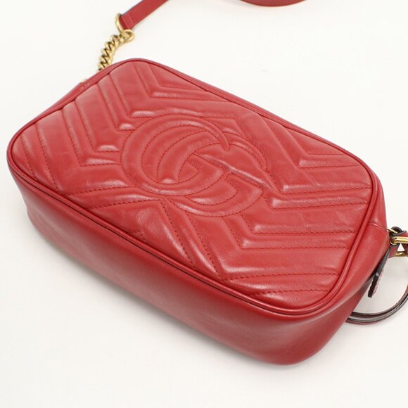 GUCCI Red GG Marmont Shoulder Bag - Picture 2 of 8